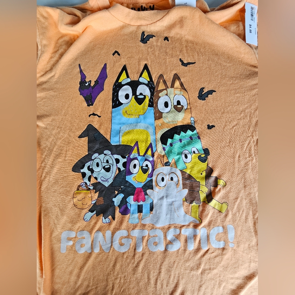 Bluey Halloween Fangtastic T-Shirt Mens Long Sleeve - Picture 3 of 5